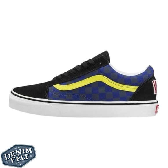 Vans Unisex Old Skool Off The Wall Checkerboard Rally Sneakers | Red/Blue | NEW - Picture 6 of 16